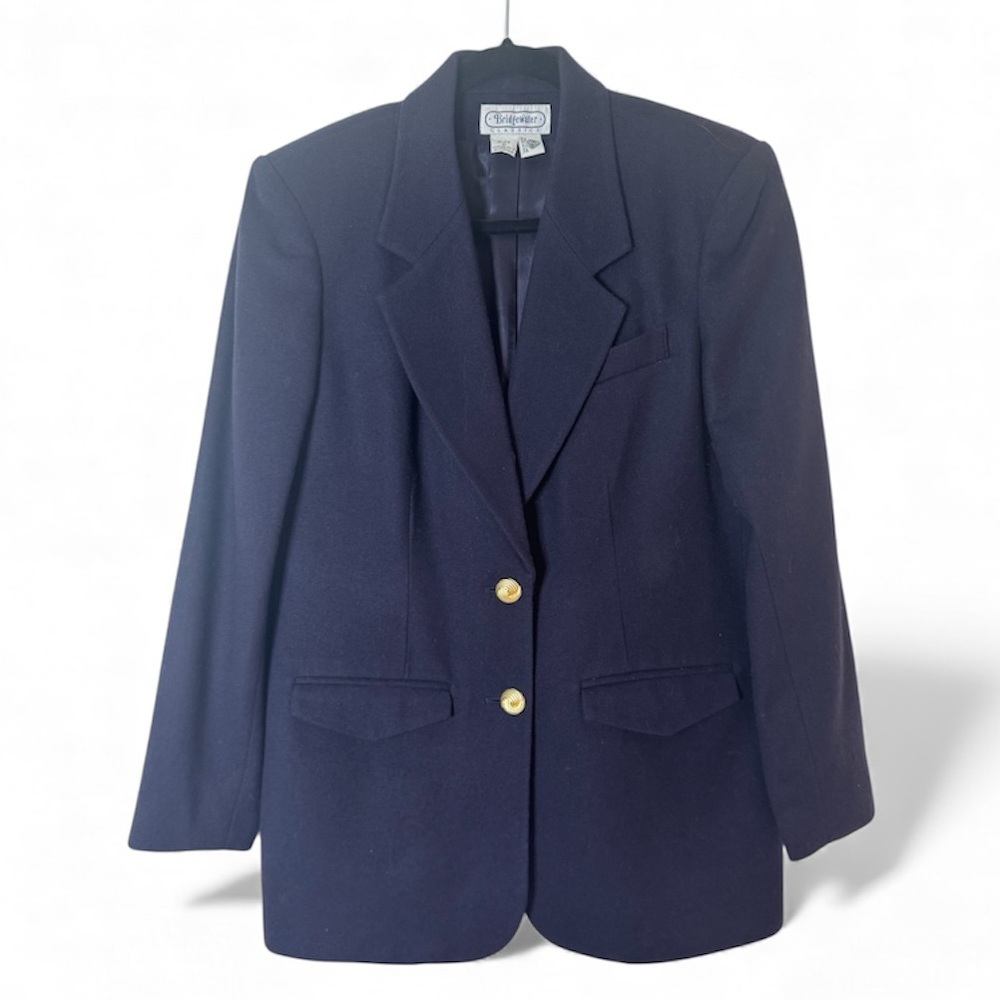 Vintage Women’s Bridgewater Classics Wool Blazer Shoulder Pads gold hardware 6